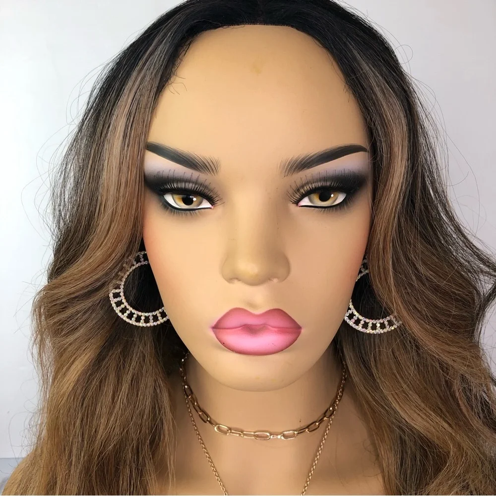 Ash PERFECT Blonde & Brown VALENTINO Long Straight Lace Wig Color FFHOTCHOCO